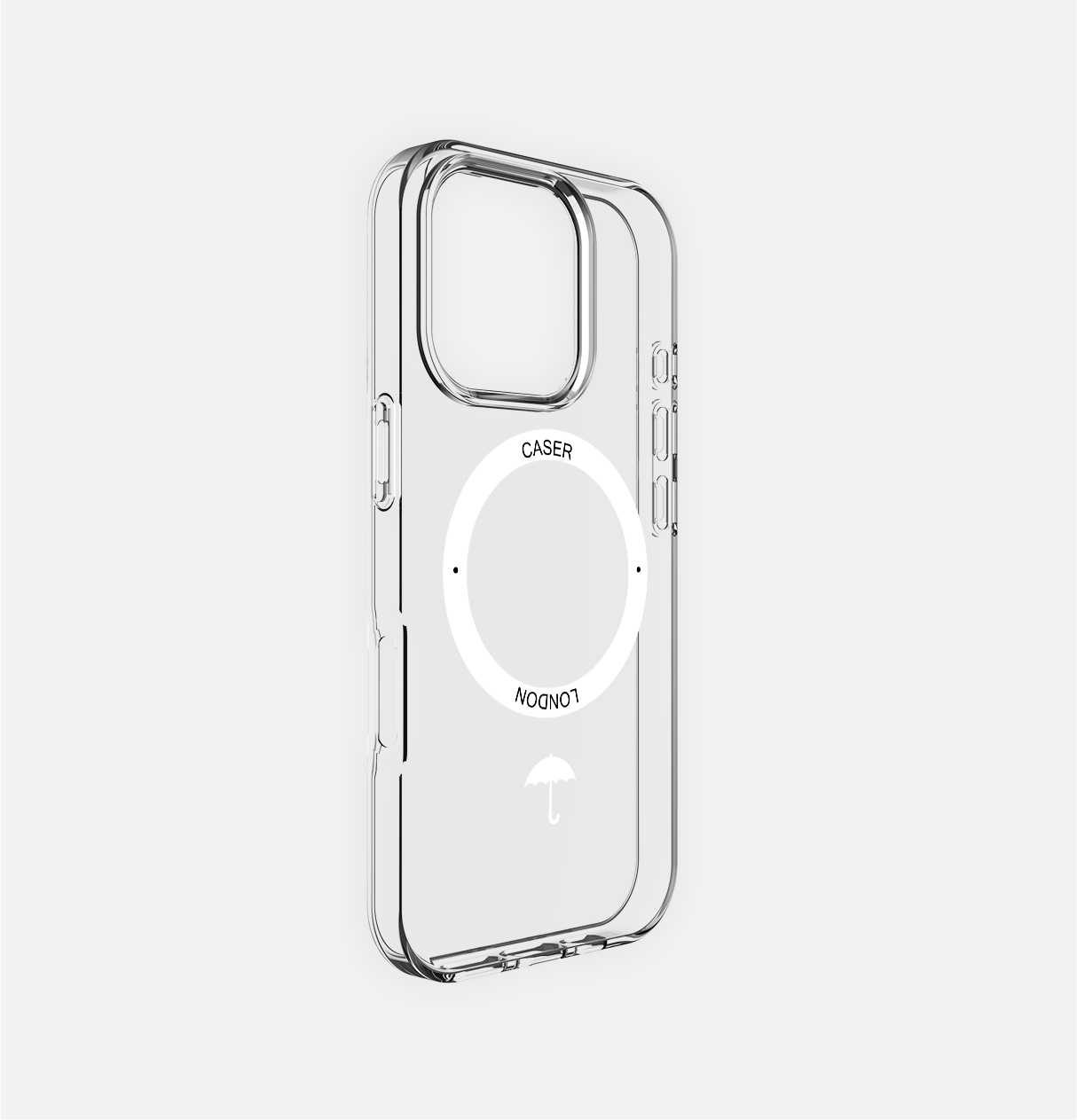 Slim Clear iPhone 16 Case with White MagSafe Ring - Umbrella Icon | The Iconic Case