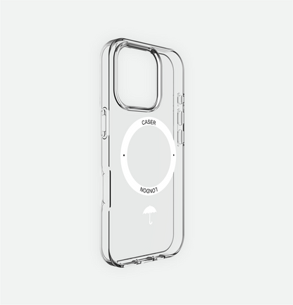 Slim Clear iPhone 16 Pro Case with White MagSafe Ring - Umbrella Icon | The Iconic Case
