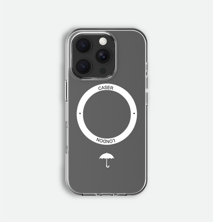 Slim Clear iPhone 16 Pro Max Case with White MagSafe Ring - Umbrella Icon | The Iconic Case