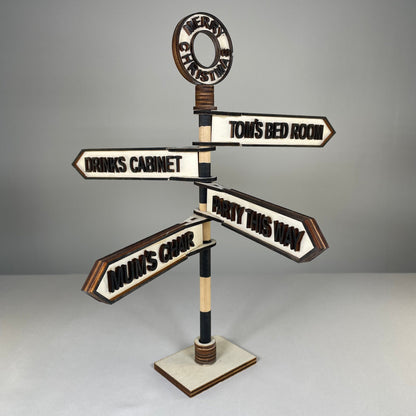 Christmas Direction Sign - Handmade Ornament