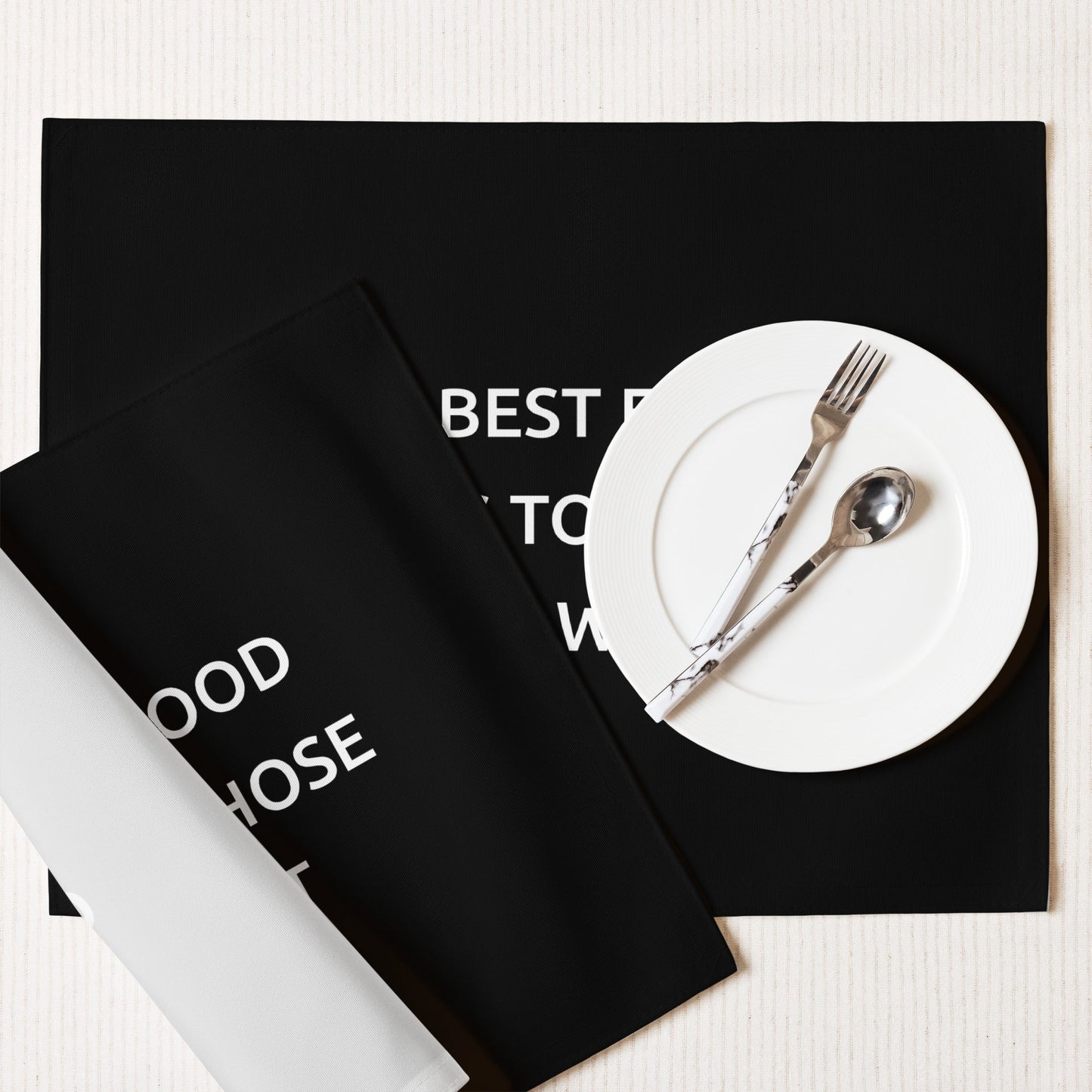 The Best Food Comes To Those Who Wait - Black Placemat Set