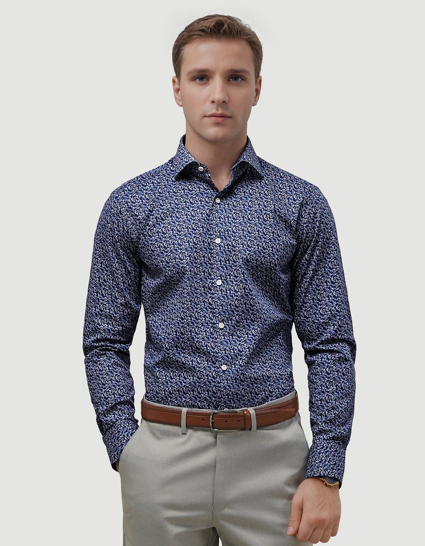Navy Swirl Print Shirt