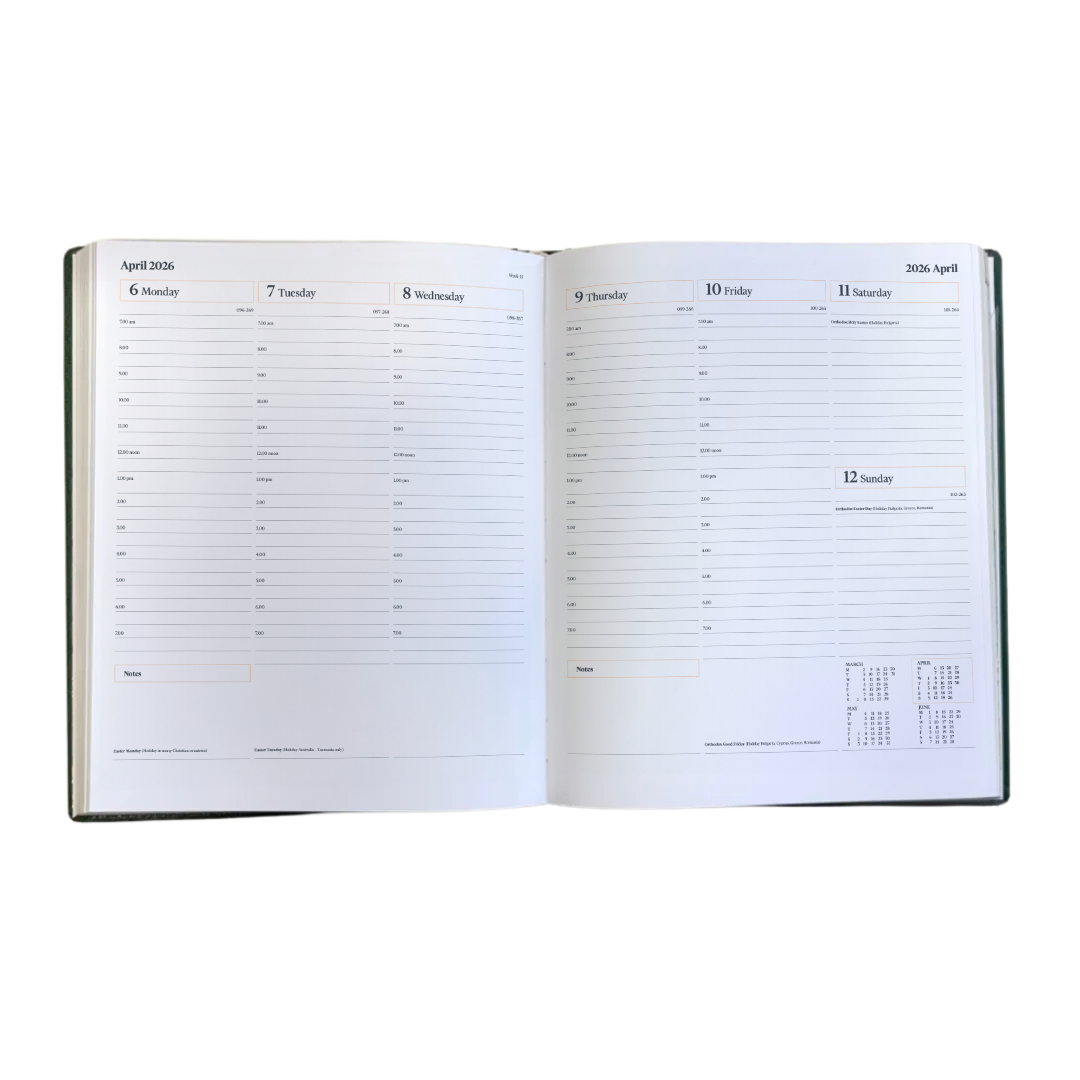 2026 Desk Diary - Week-to-View Planner- Black (DC-26)
