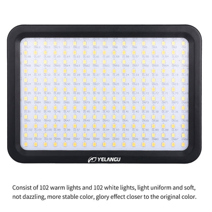 YELANGU YLG0504B 204 LEDs 1000LM 3300-5600K No Polar Dimmable Studio Light Video & Photo Light for Canon, Nikon, DSLR Cameras, 204 LEDs