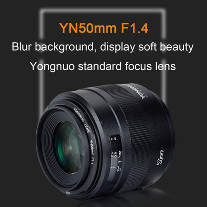 YONGNUO YN50MM F1.4C F1.4 Lens Large Aperture Auto Focus Lens for Canon, YN50mm F1.4C