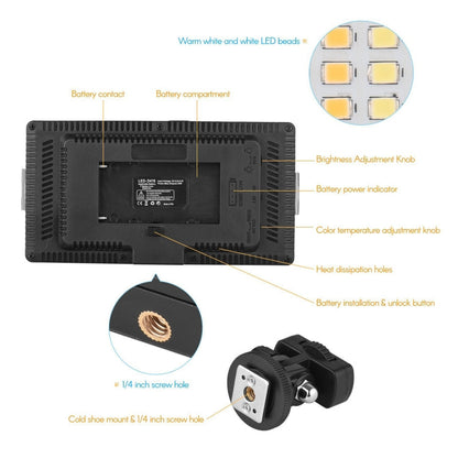 LED01 416 LEDs 3600LM Professional Vlogging Photography Video & Photo Studio Light for Canon / Nikon DSLR Cameras, 416 LED
