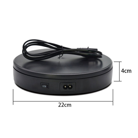22cm Electric Rotating Turntable Display Stand Live Video Shooting Props Turntable Jewelry Shoes Display Platform, US Plug, 22cm(Black), 22cm(White)