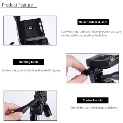 3120 Live Broadcast Tripod 4-Section Folding Legs Aluminum Alloy Tripod Mount with U-Shape Three-Dimensional Tripod Head for DSLR & Digital Camera, Adjustable Height: 34-103cm, 3120 Silver, 3120 Black