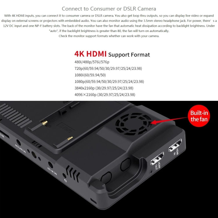 FEELWORLD LUT6 1920x1080 2600 nits 6 inch IPS Screen HDMI 4K Touch Control Camera Field Monitor, LUT6