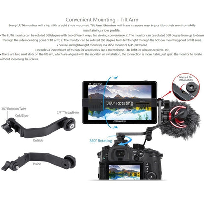 FEELWORLD LUT6 1920x1080 2600 nits 6 inch IPS Screen HDMI 4K Touch Control Camera Field Monitor, LUT6