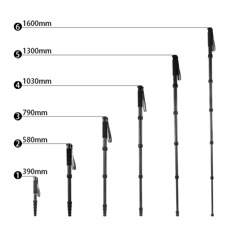 BEXIN P306C Portable Travel Outdoor DSLR Camera Carbon Fiber Monopod Holder, P306C