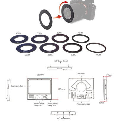FEELWORLD TP10 Portable 10-inch Folding Teleprompter with Remote Control Lens Adapter Ring For Below 10 inches Smartphone / Tablet, TP10