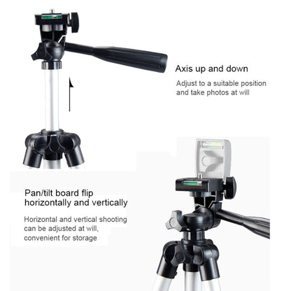 Live Broadcast Tripod 4-Section Folding Legs Aluminum Alloy Tripod Mount with U-Shape Three-Dimensional Tripod Head for DSLR & Digital Camera, Adjustable Height: 35-106cm, 3110 Silver