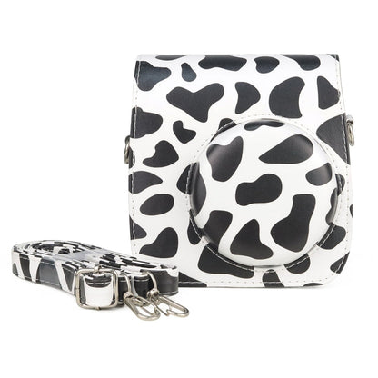 Milk Cow Full Body PU Leather Case Camera  Bag with Strap for FUJIFILM instax mini 7+, Milk Cow