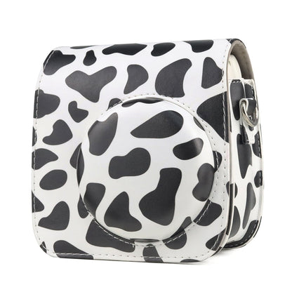 Milk Cow Full Body PU Leather Case Camera  Bag with Strap for FUJIFILM instax mini 7+, Milk Cow