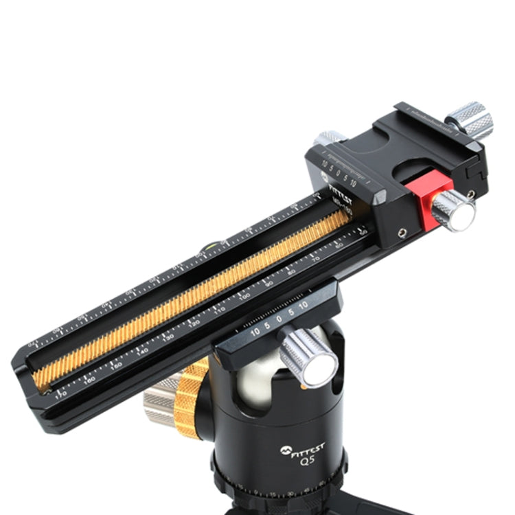 FITTEST 180mm Precision Aluminium 2-way Macro Rail Slider Tripod Head Quick Release Plate Holder, MR-180
