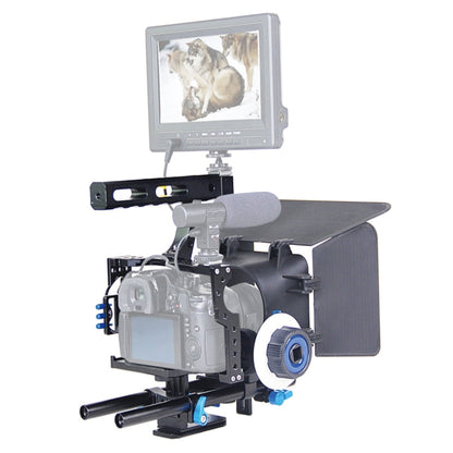 YELANGU YLG1105A Handle Video Camera Cage Stabilizer Kit with Matte Box & Follow Focus for Panasonic Lumix DMC-GH4 & G7 / Sony A7 & A7S & A7R & A7RII & A7SII, YLG1105A