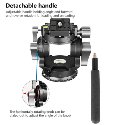BEXIN DT-03R/S 720 Degree Panorama Heavy Duty Tripod Action Fluid Drag Head with Quick Release Plate, DT-03R/S