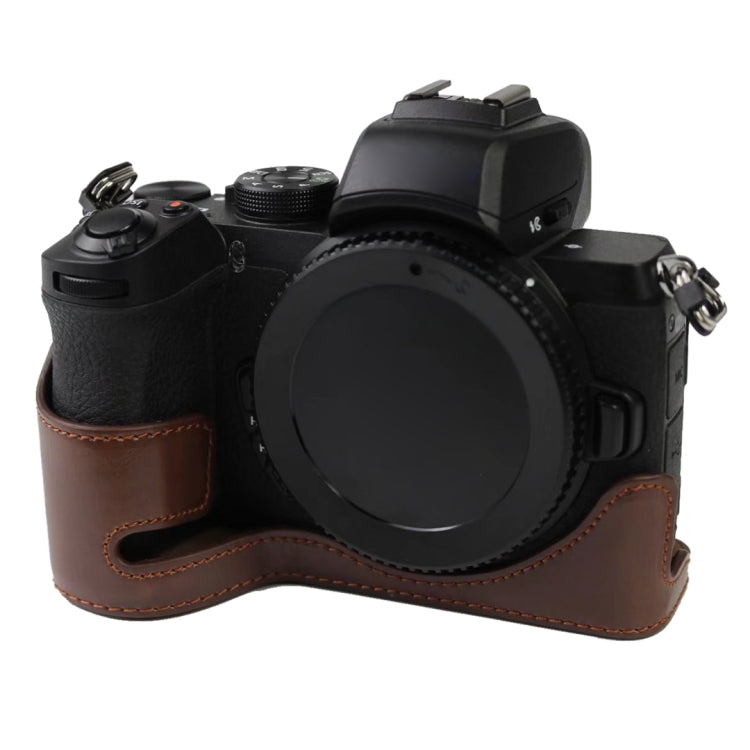 1/4 inch Thread PU Leather Camera Half Case Base for Nikon Z50, For Nikon Z50