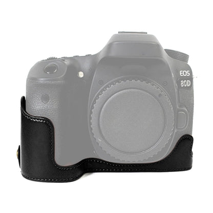 1/4 inch Thread PU Leather Camera Half Case Base for Canon EOS 80D / 70D, For Canon EOS 80D