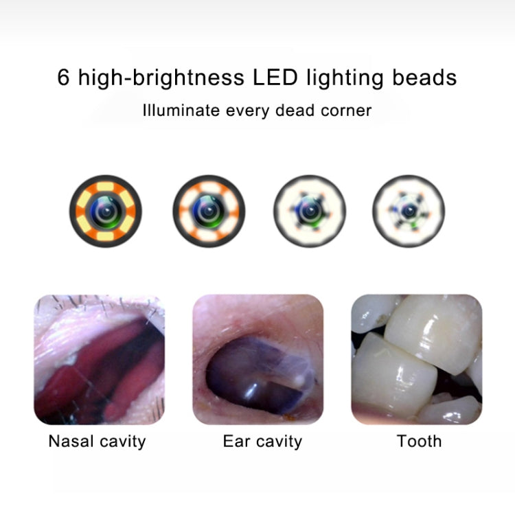 1MP HD Visual Ear Nose Tooth Endoscope Borescope with 6 LEDs, Lens Diameter: 3.9mm