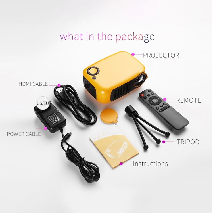 A2000 Portable Projector 800 Lumen LCD Home Theater Video Projector, Support 1080P, UK Plug, UK Plug