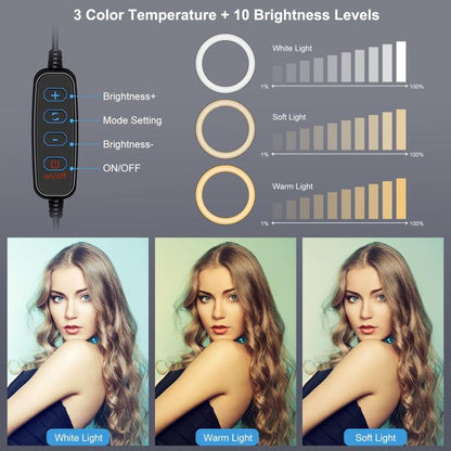 PULUZ 6.2 inch 16cm Ring Selfie Light 3 Modes USB Dimmable Dual Color Temperature LED Curved Vlogging Photography Video Lights with Monitor Clip Holder, 6.2 inch 16cm