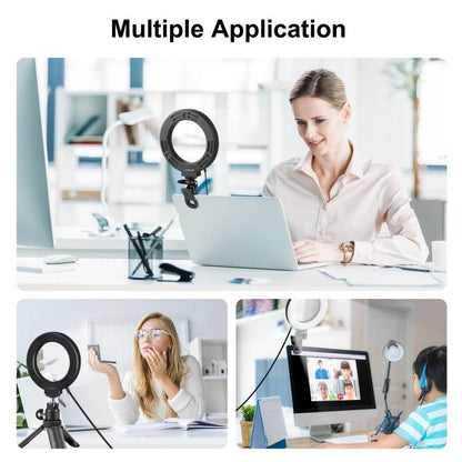 PULUZ 6.2 inch 16cm Ring Selfie Light 3 Modes USB Dimmable Dual Color Temperature LED Curved Vlogging Photography Video Lights with Monitor Clip Holder, 6.2 inch 16cm