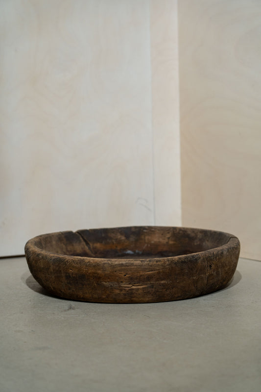 Vintage Large Round Wooden Bowl No 1