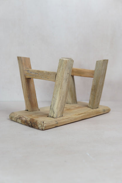 Vintage Rustic Elm Wood Stool - Square - 29