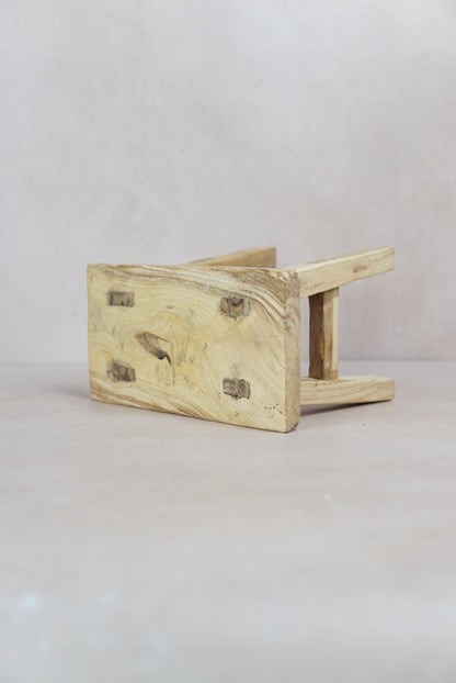Vintage Rustic Elm Wood Stool - Square - 32