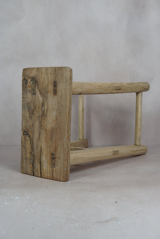 Vintage Rustic Stool - Elm wood - 18.3