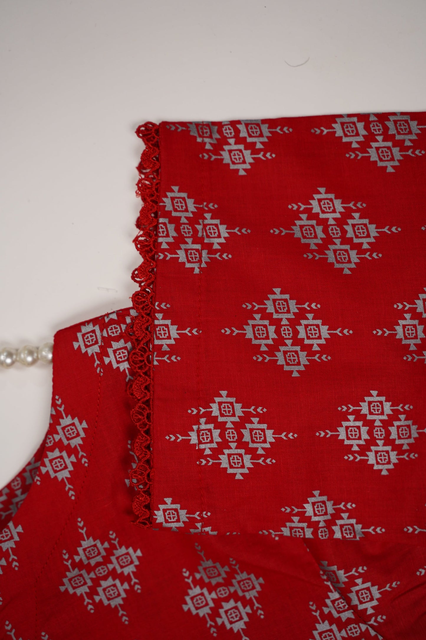 Rozi - Printed  cotton  Outfit - Ready to Wear PD121 red