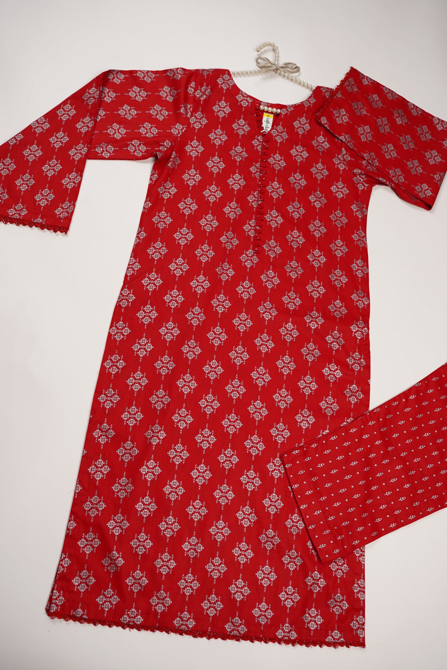 Rozi - Printed  cotton  Outfit - Ready to Wear PD121 red