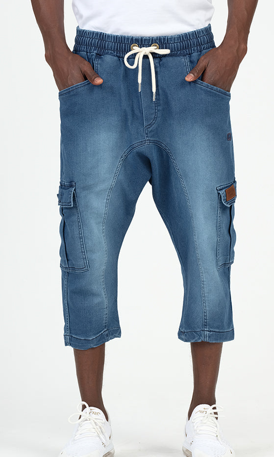 QL Pantacourt Cargo Jeans in Light Blue