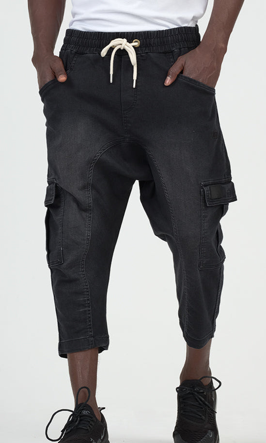 QL Pantacourt Cargo Jeans in Black