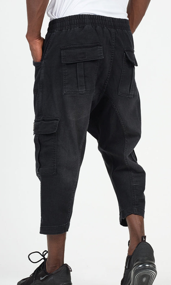 QL Pantacourt Cargo Jeans in Black