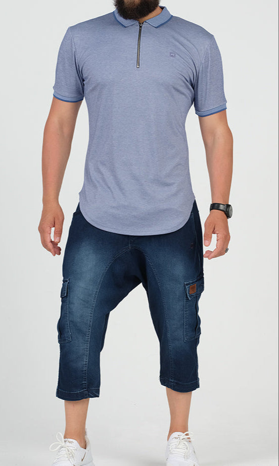 QL Pantacourt Cargo Jeans in Dark Blue