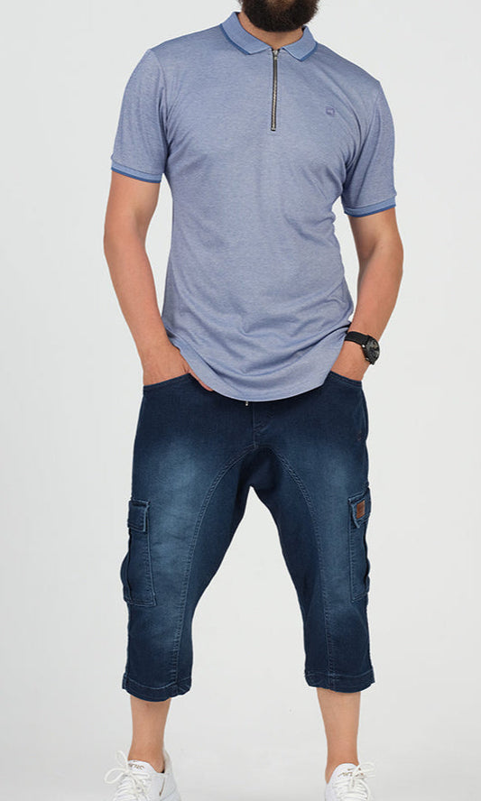 QL Pantacourt Cargo Jeans in Dark Blue