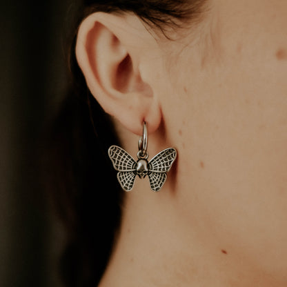 Mystic Cobweb Moth Hoop Earrings