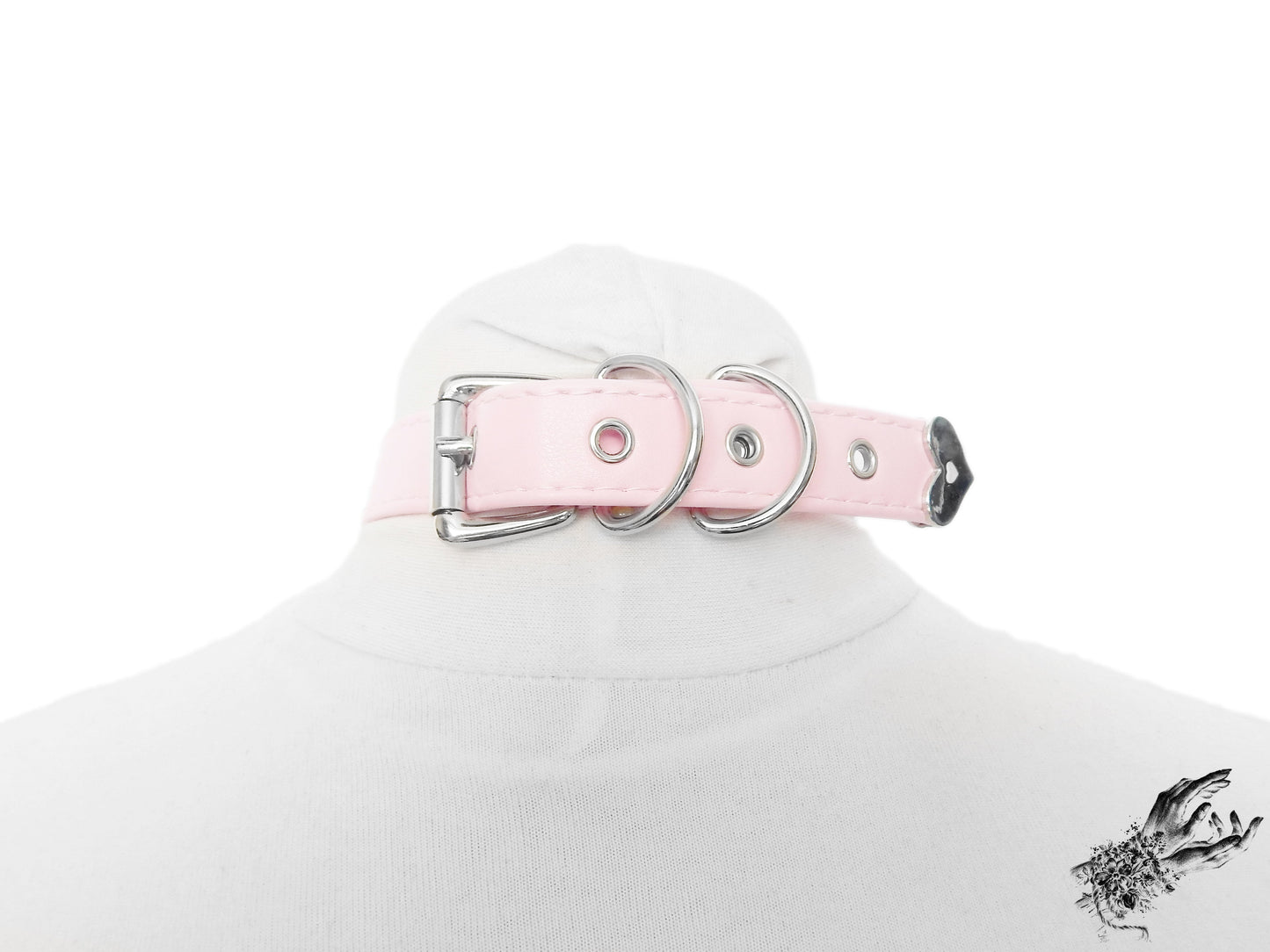 Half Pink and Half Red Studded O Ring Choker