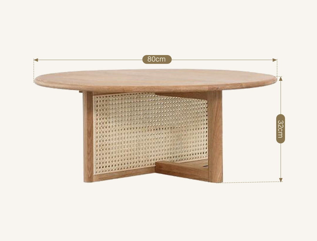 Dora Rattan Coffee Table, Light Oak