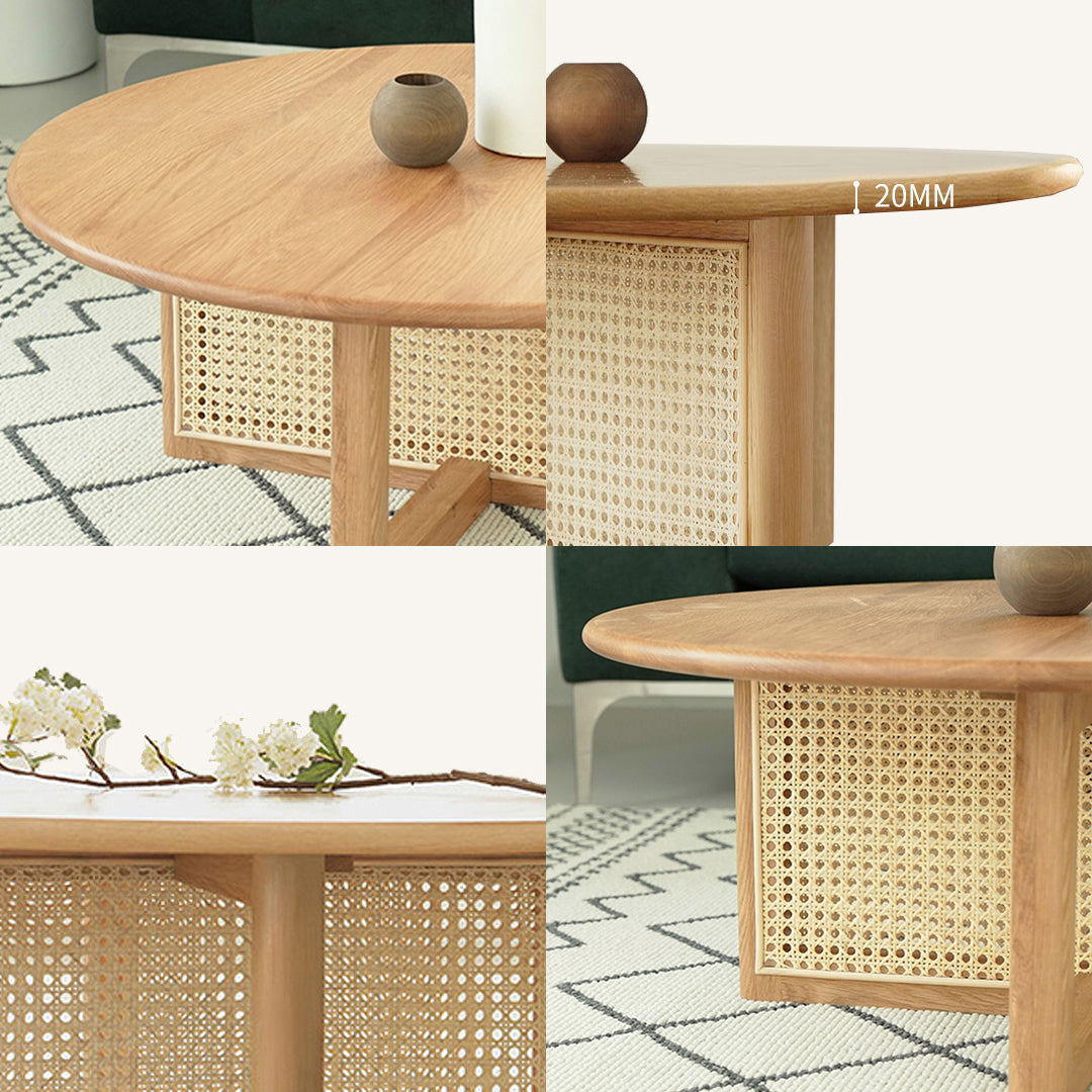 Dora Rattan Coffee Table, Light Oak