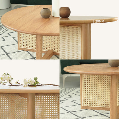 Dora Rattan Coffee Table, Light Oak