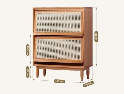 Duo Sideboard, Side Cabinet, Rattan & Wood