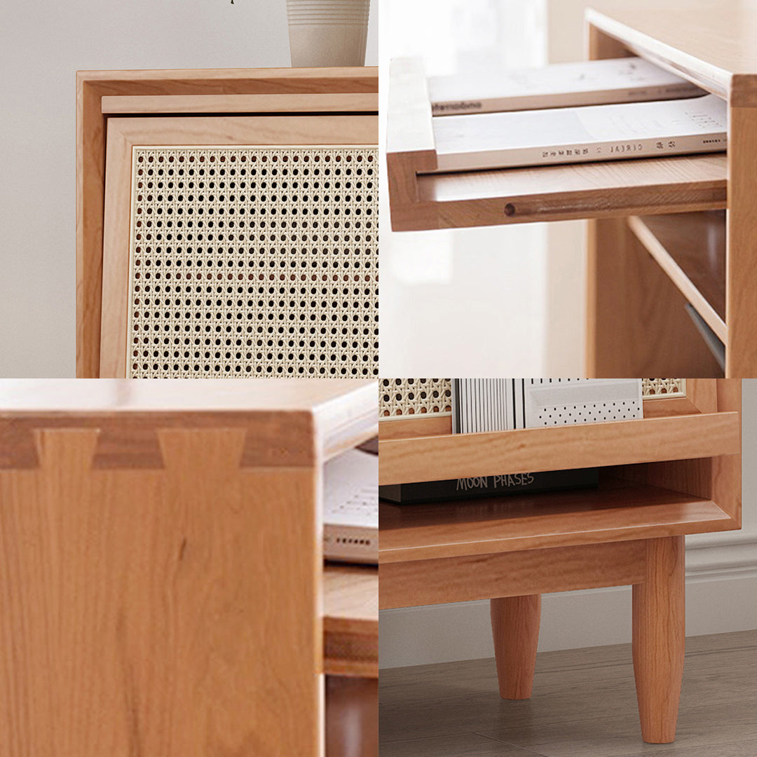 Duo Sideboard, Side Cabinet, Rattan & Wood