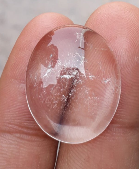 25.6ct Dur e Najaf Cabochon  - April Birthstone - Rock Crystal  - 25x21mm