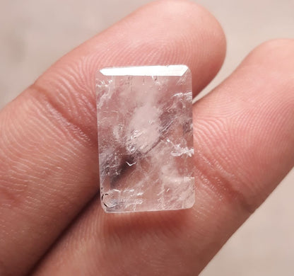 16.2ct Dur e Najaf - Pearl of Najaf Semi Transparent - April Birthstone - Rock Crystal Quartz -20x13mm