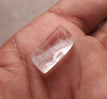 13.7ct Dur e Najaf - Pearl of Najaf Semi Transparent - April Birthstone - Rock Crystal Quartz -20x11mm