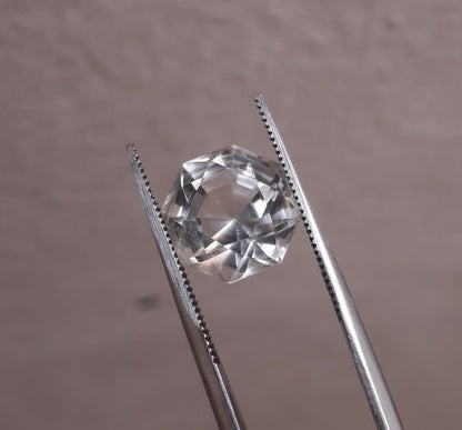 6.9ct Dur e Najaf - Pearl of Najaf Fancy Cut Transparent - April Birthstone - Rock Crystal Quartz -12x11mm